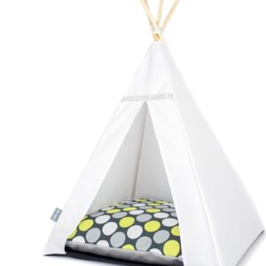 Halkalife Legowisko Tipi Glamour Zielone Grochy Biały M 55X55X82Cm