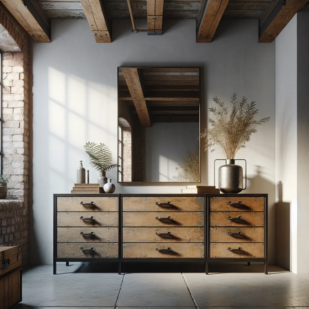 Komoda industrialna do wnętrz w stylu loft